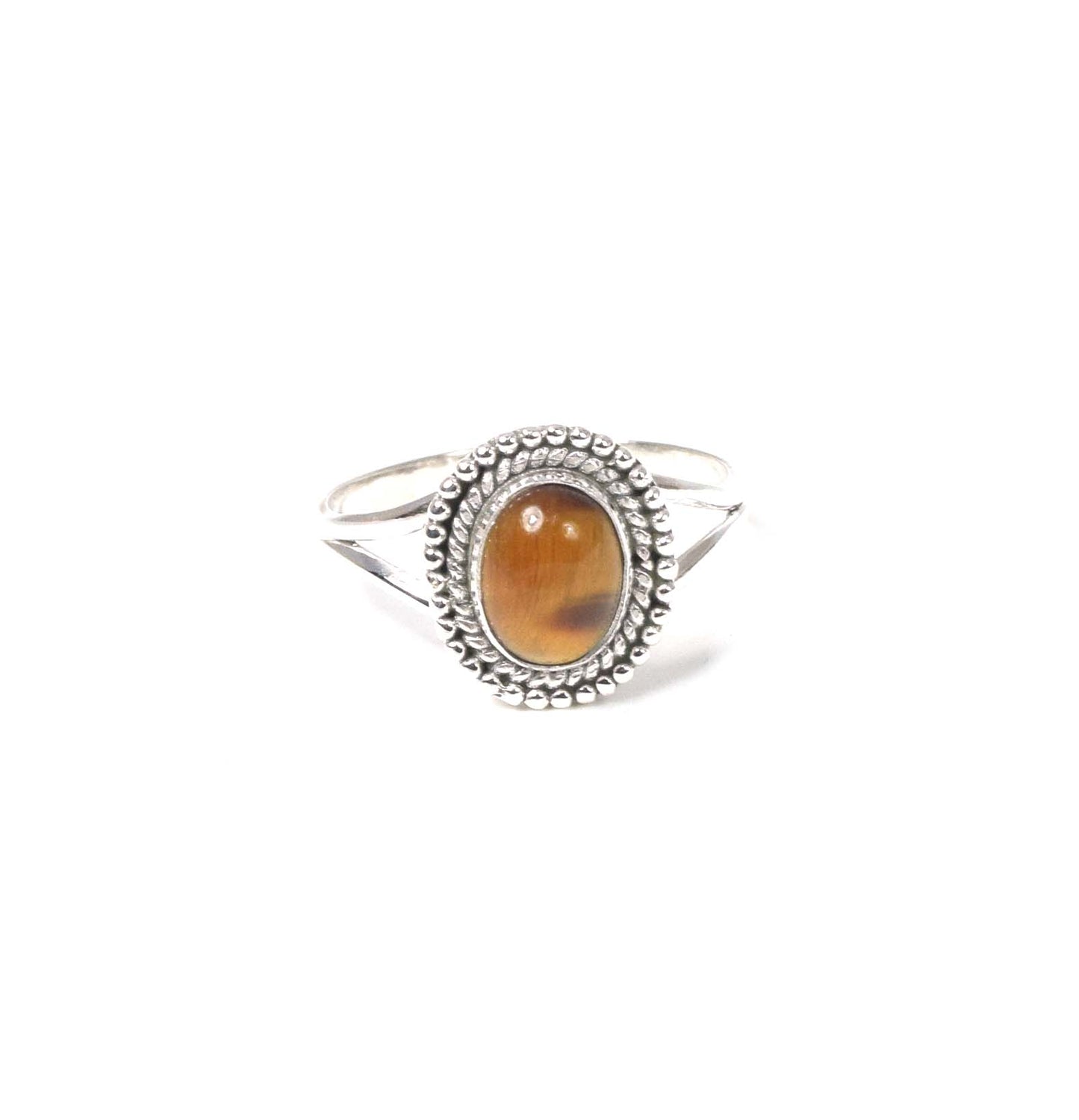 925 Solid Sterling Silver Tiger Eye Ring -10 us