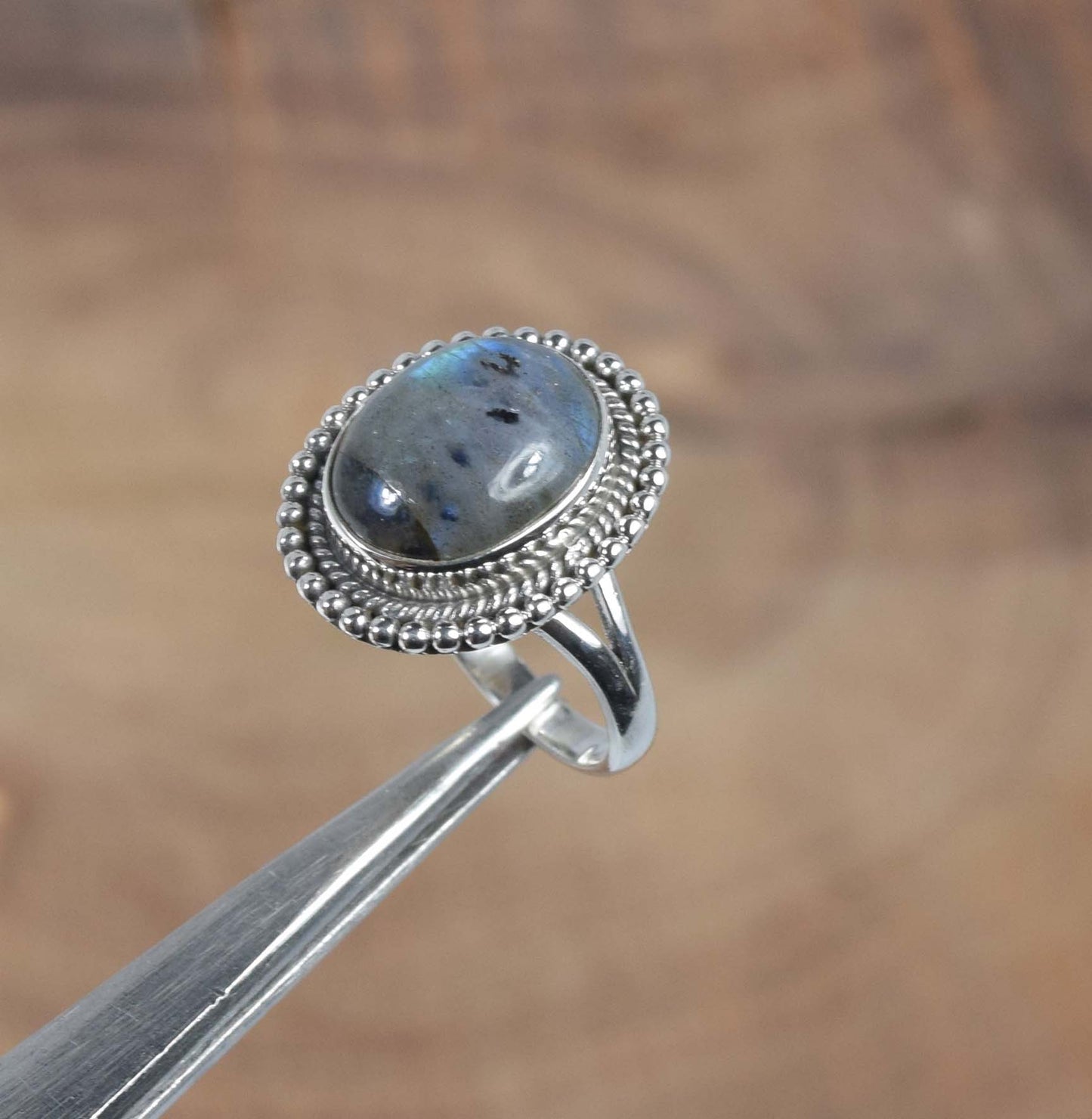 925 Solid Sterling Silver Labradorite Ring -4 us