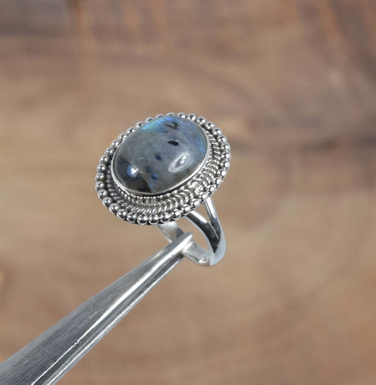 925 Solid Sterling Silver Labradorite Ring -4 us