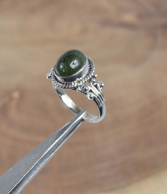 925 Solid Sterling Silver Green Tourmaline Ring -5 us