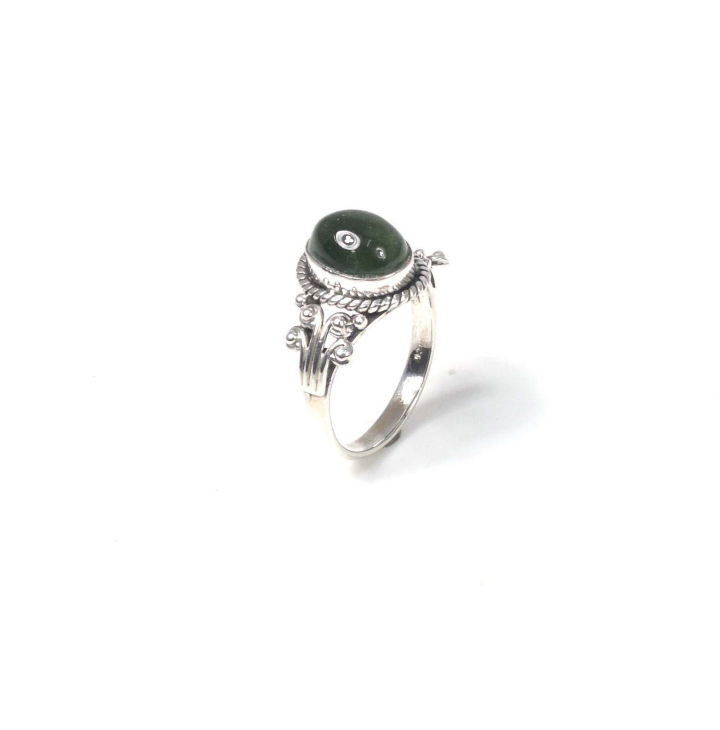 925 Solid Sterling Silver Green Tourmaline Ring -5 us