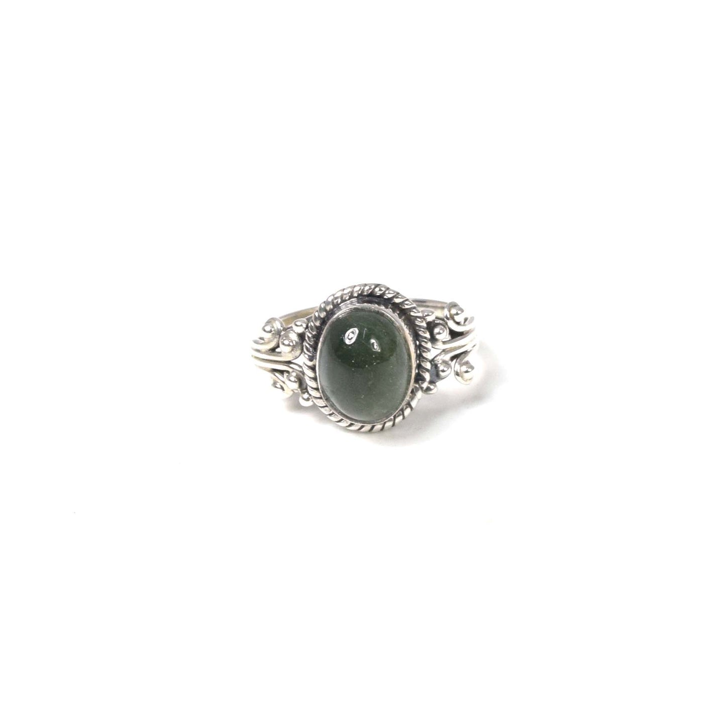 925 Solid Sterling Silver Green Tourmaline Ring -5 us