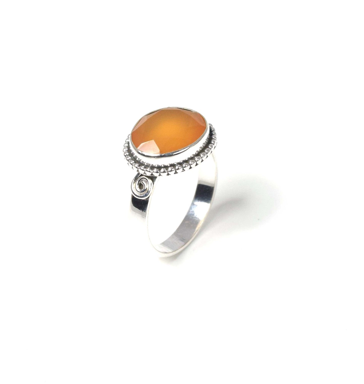 925 Solid Sterling Silver Faceted Red Carnelian Ring -10 us
