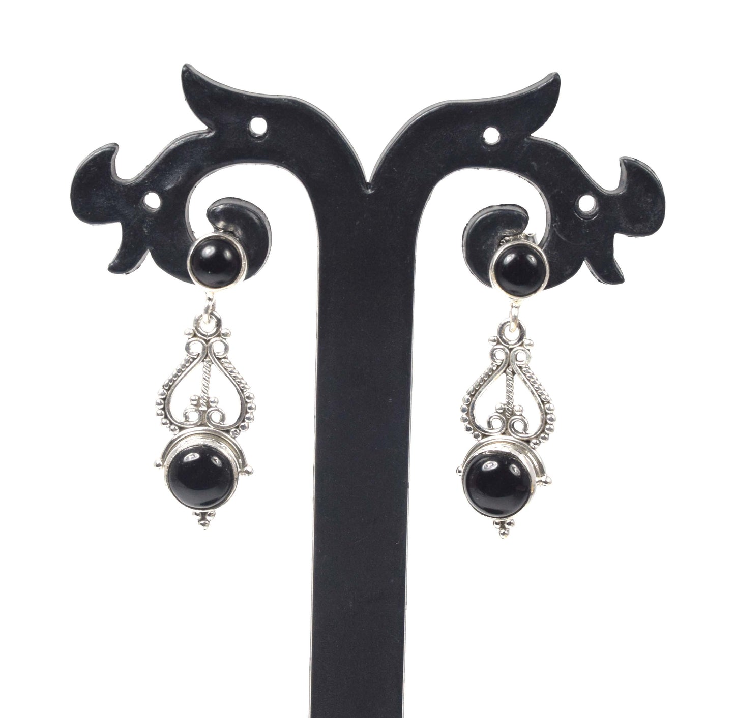 925 Solid Sterling Silver Black Onyx Stud Earring -1.5 inch