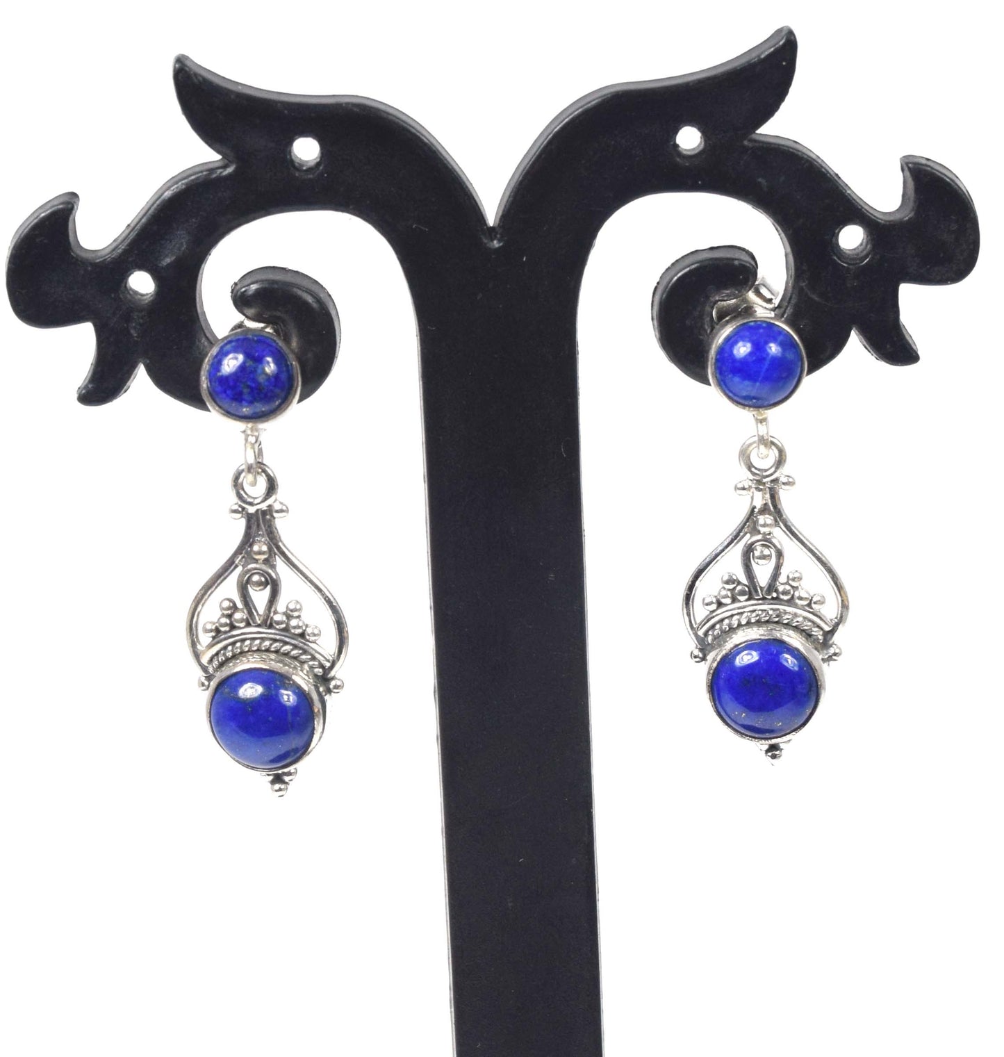 925 Solid Sterling Silver Blue Lapis Lazuli Stud Earring -1.5 inch