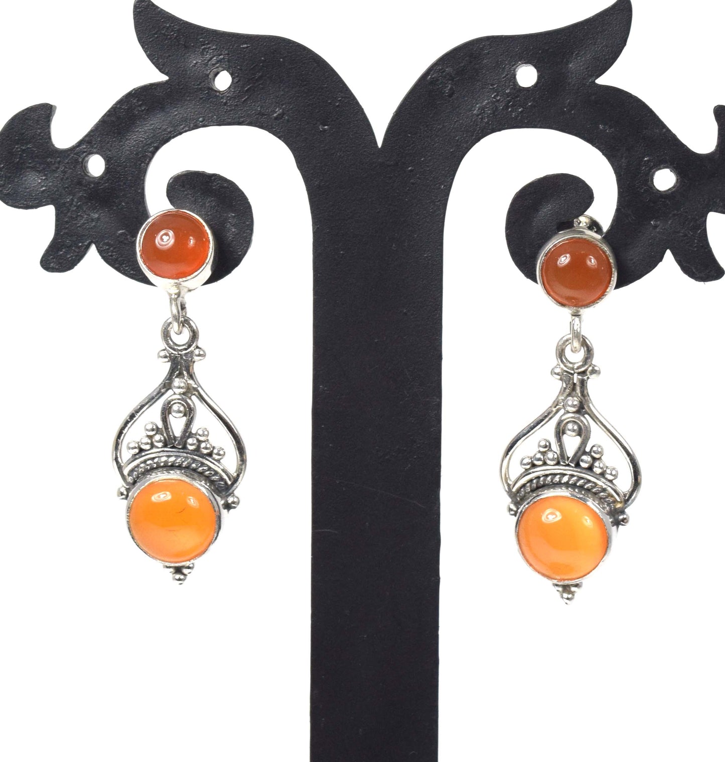 925 Solid Sterling Silver Red Carnelian Stud Earring -1.5 inch