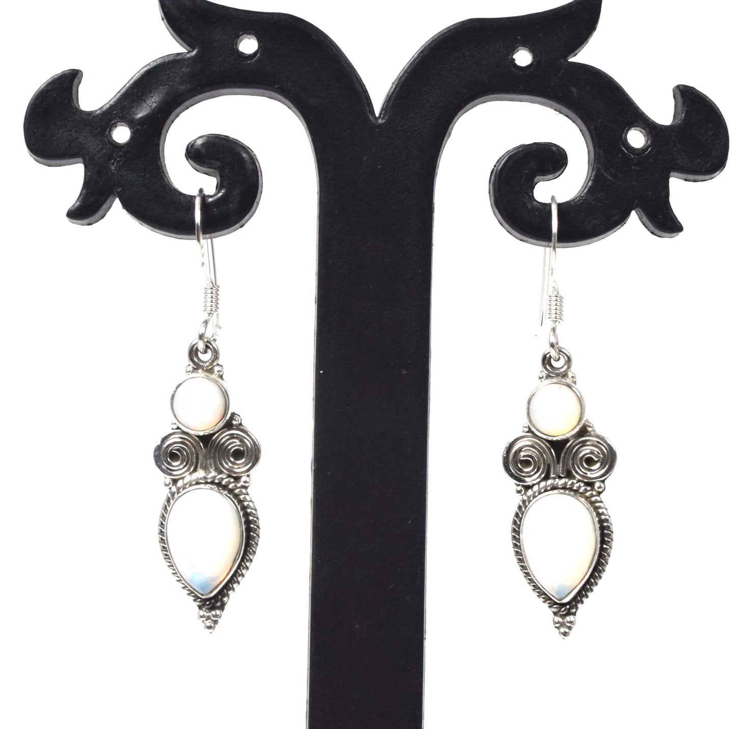 925 Solid Sterling Silver Milky Opalite Hook Earring -1.5 inch