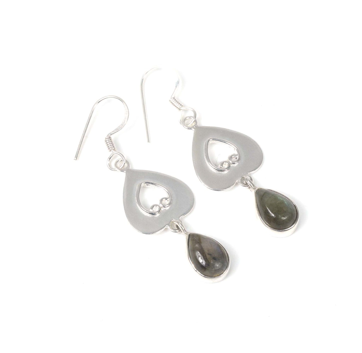 925 Solid Sterling Silver Labradorite Hook Earring -1.6 inch
