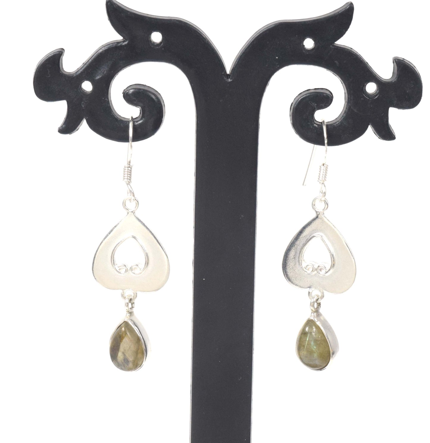925 Solid Sterling Silver Labradorite Hook Earring -1.6 inch