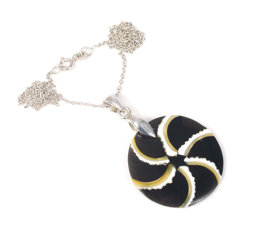 925 Solid Sterling Silver Indonesian Shell Chain Pendant-19.7 inch