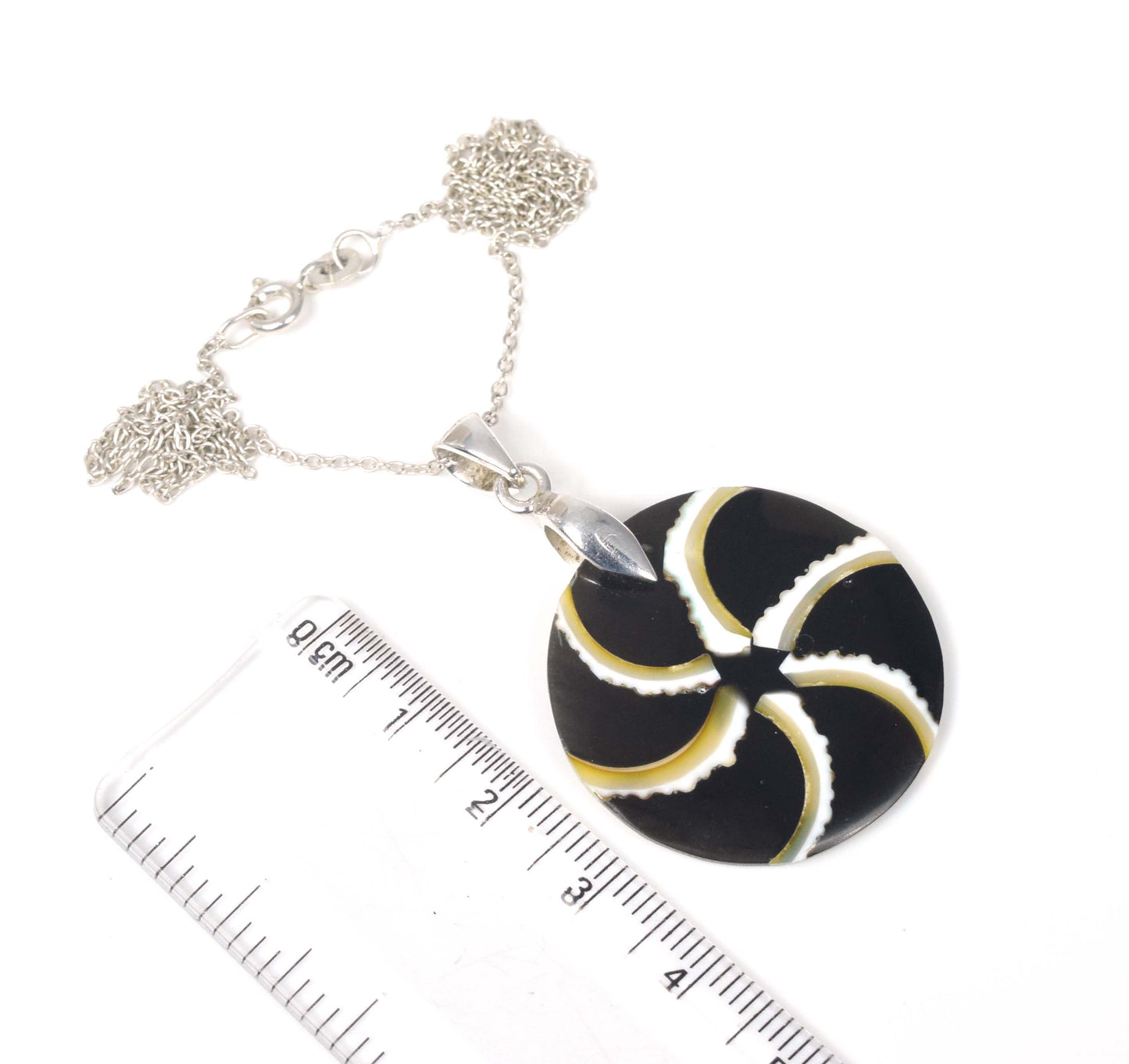925 Solid Sterling Silver Indonesian Shell Chain Pendant-19.7 inch