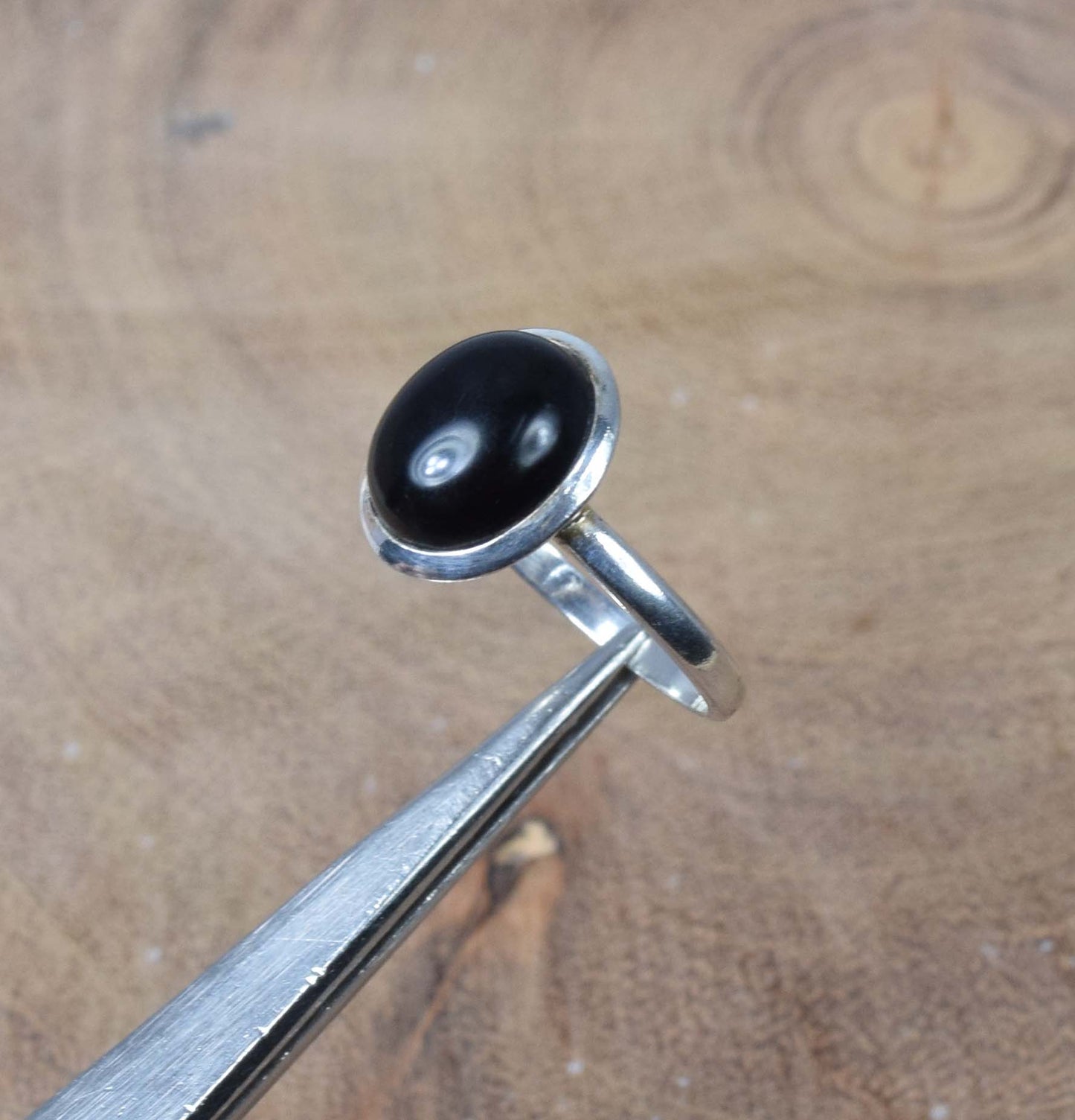 925 Solid Sterling Silver Black Onyx Ring -8 us