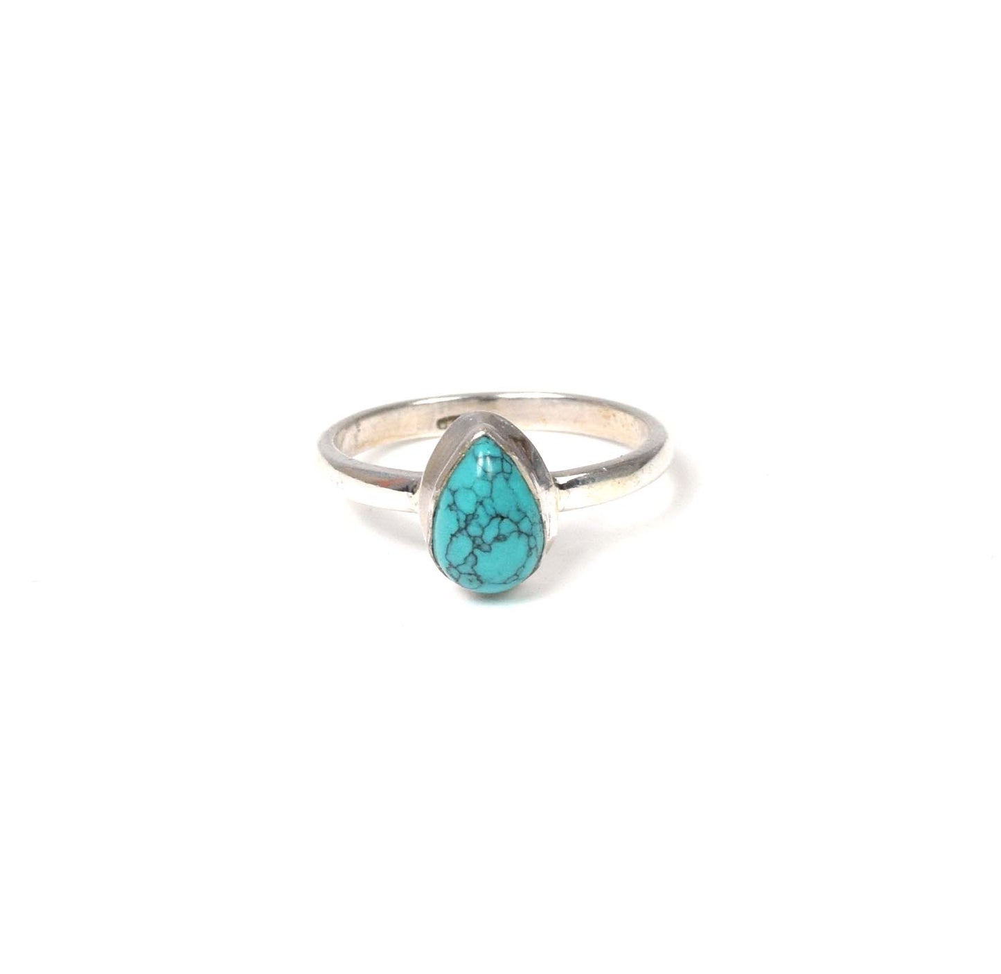 925 Solid Sterling Silver Blue Turquoise Ring -5 us
