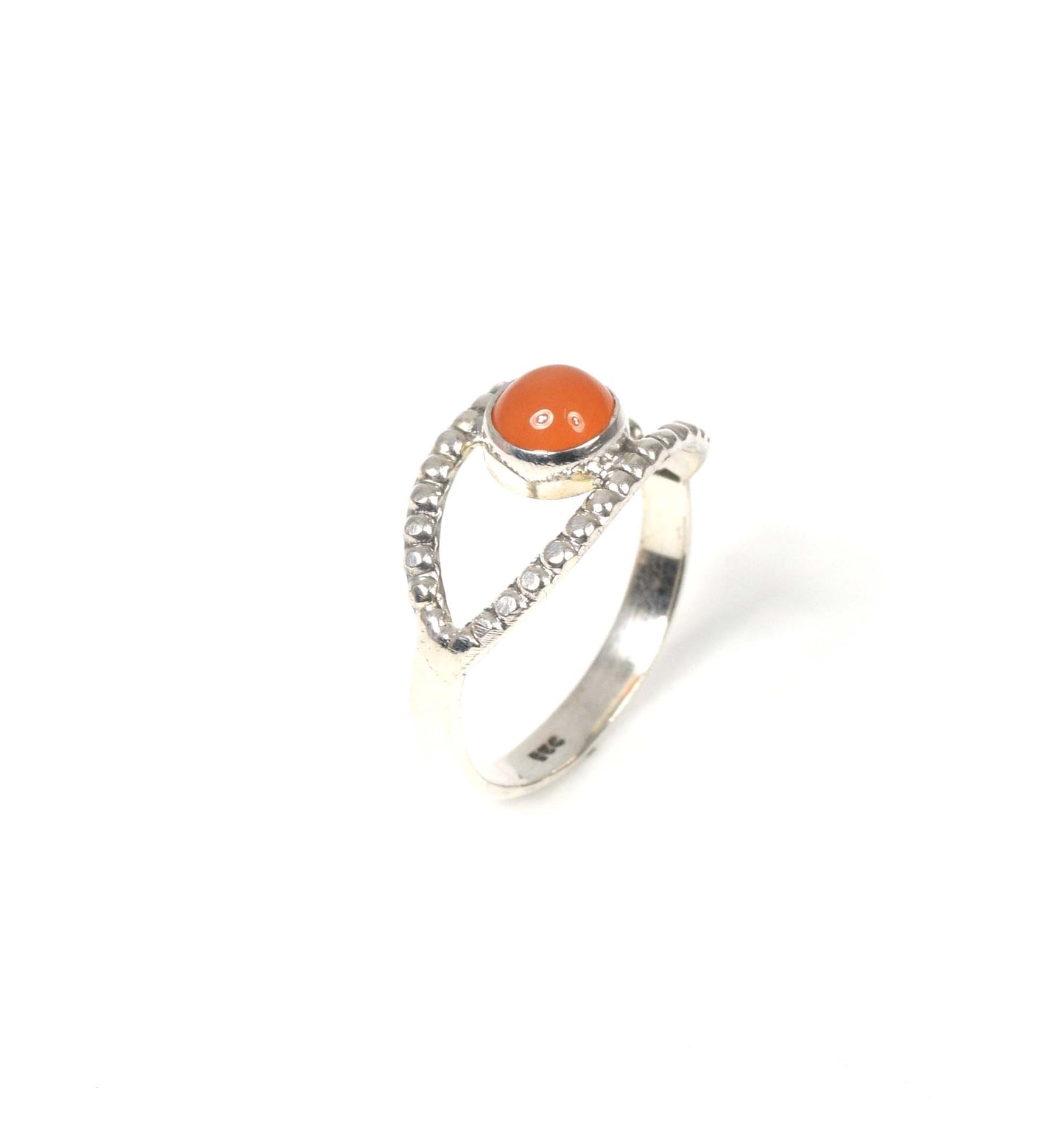 925 Solid Sterling Silver Red Carnelian Ring -11 us