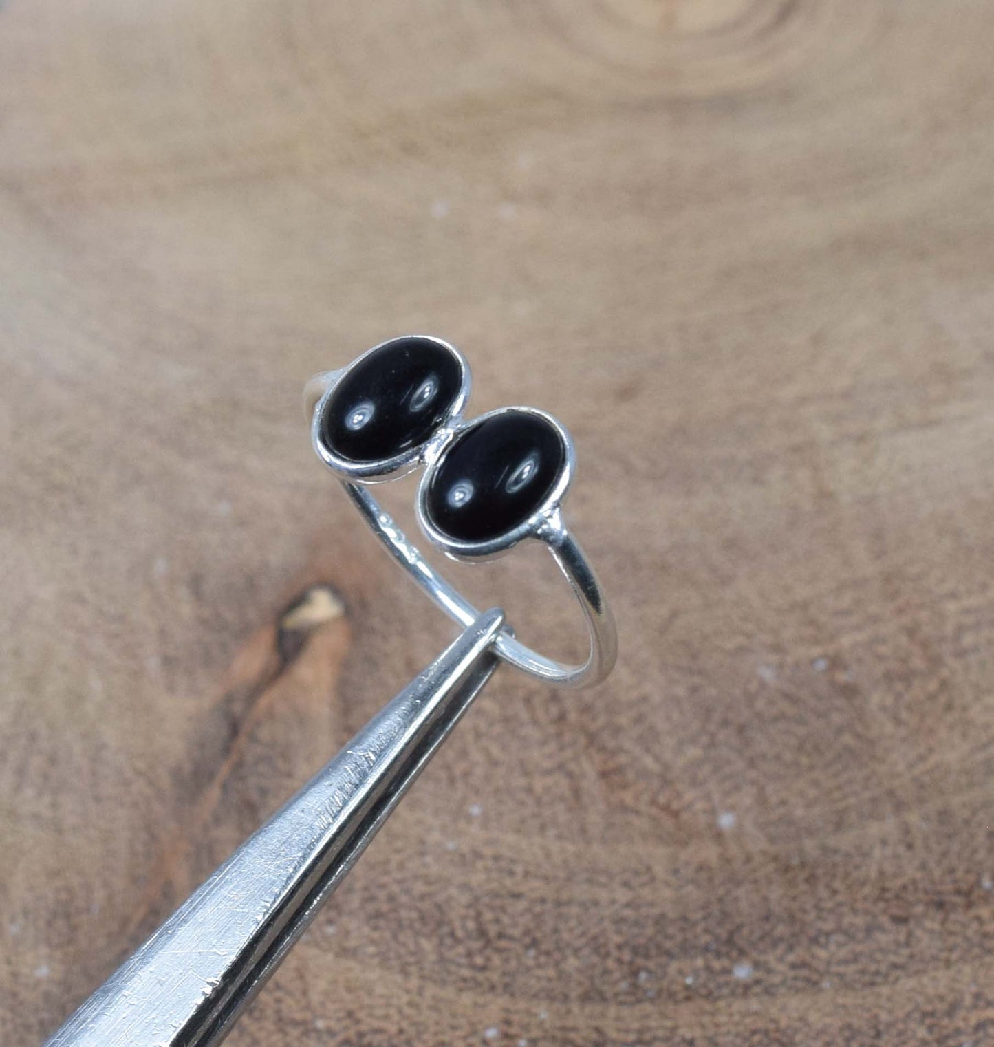 925 Solid Sterling Silver Black Onyx Ring -5 us