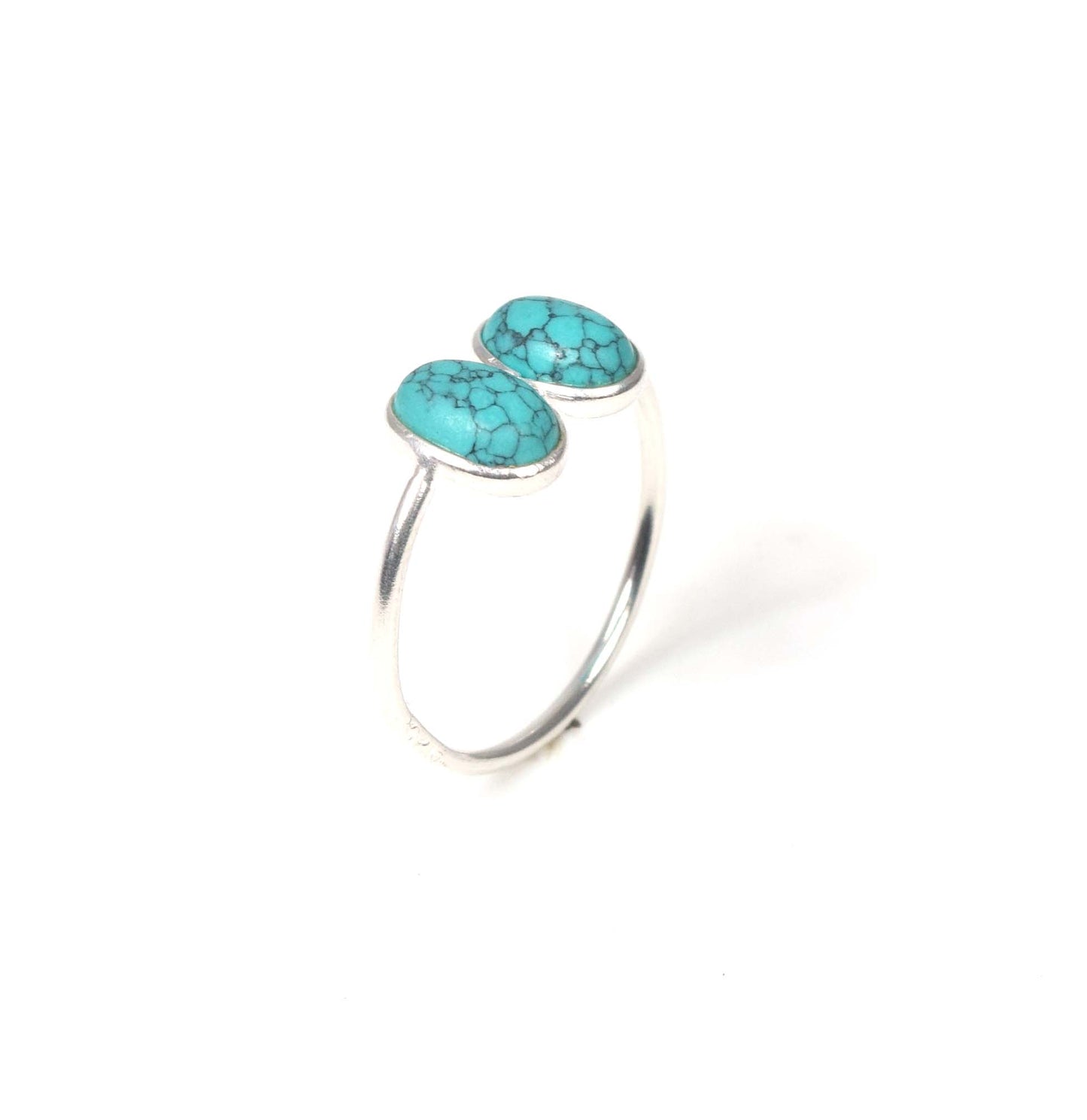 925 Solid Sterling Silver Blue Turquoise Ring -5 us