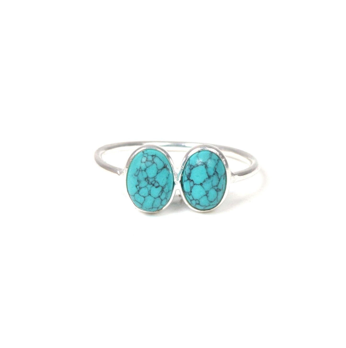 925 Solid Sterling Silver Blue Turquoise Ring -5 us