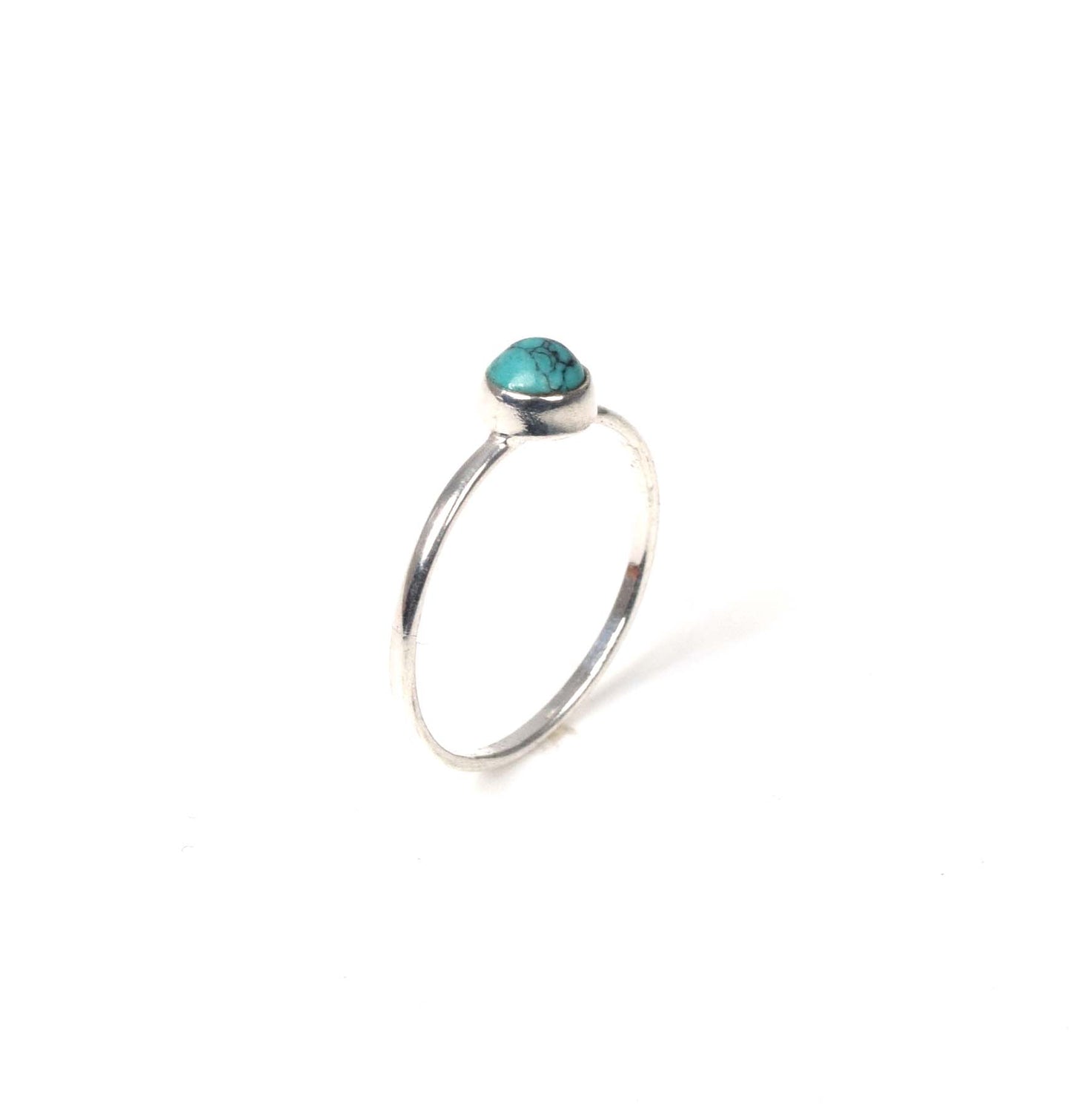925 Solid Sterling Silver Blue Turquoise Ring -5 us