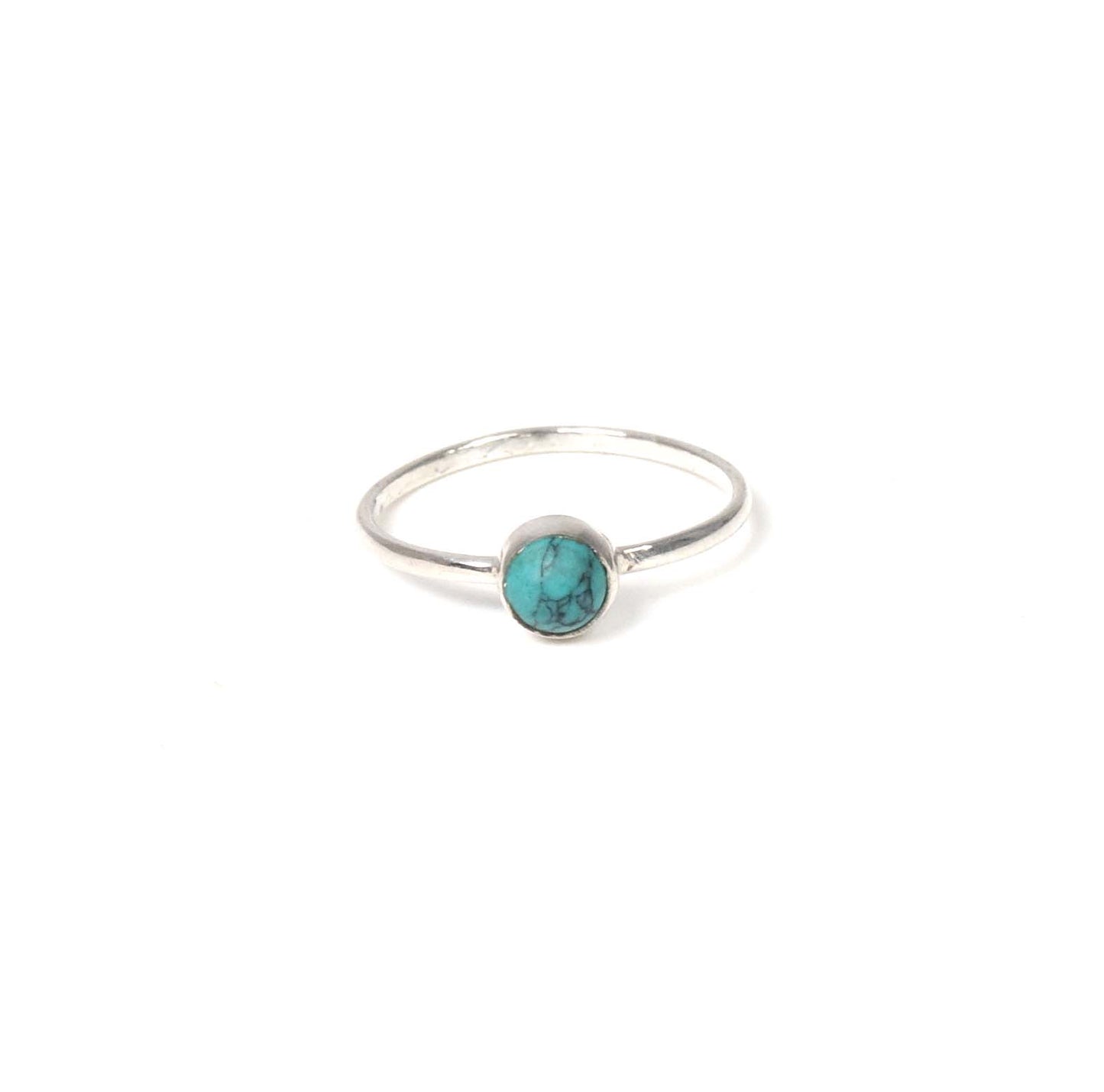 925 Solid Sterling Silver Blue Turquoise Ring -5 us