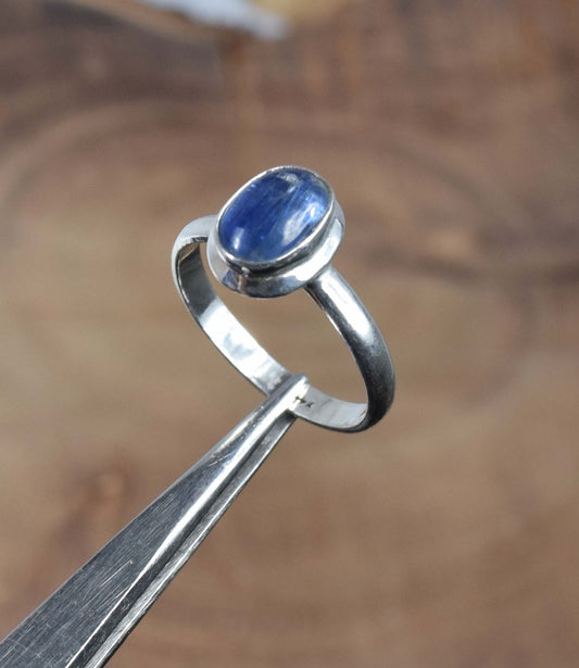925 Solid Sterling Silver Blue Kyanite Ring -6 us