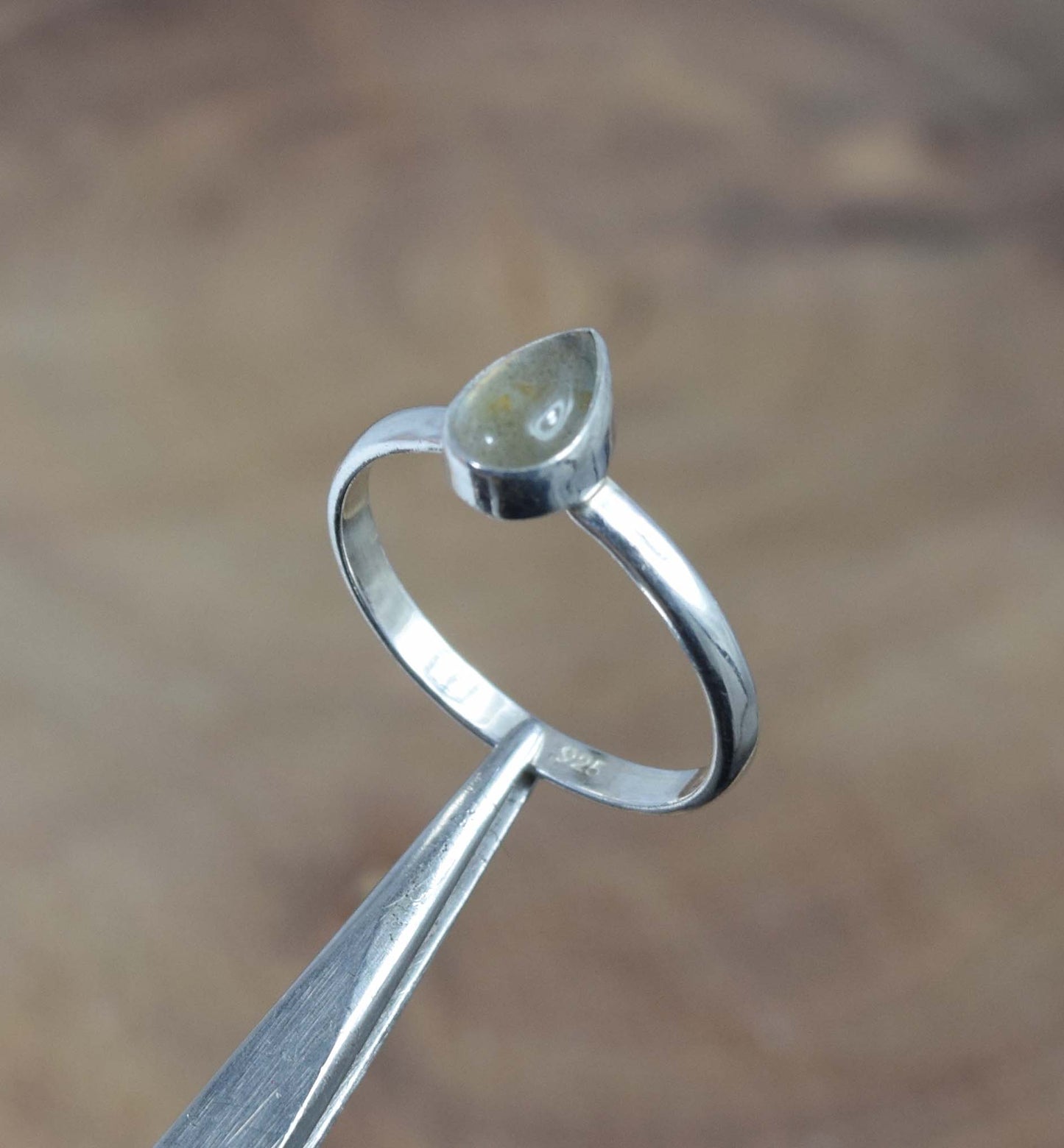925 Solid Sterling Silver Labradorite Ring -7 us