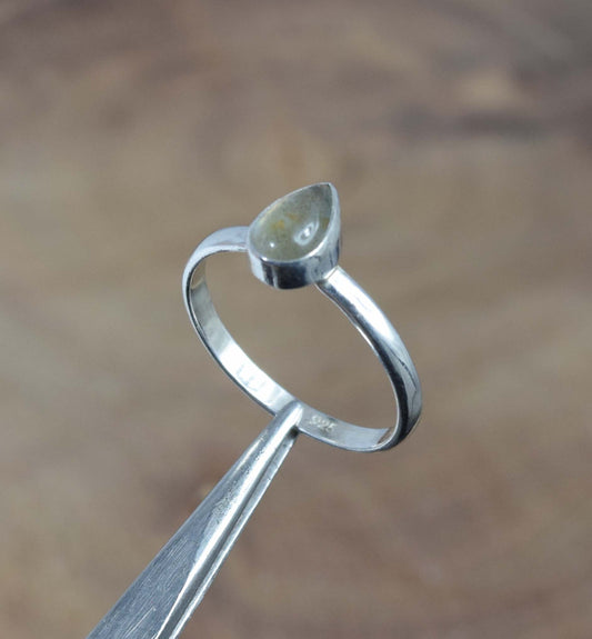 925 Solid Sterling Silver Labradorite Ring -7 us