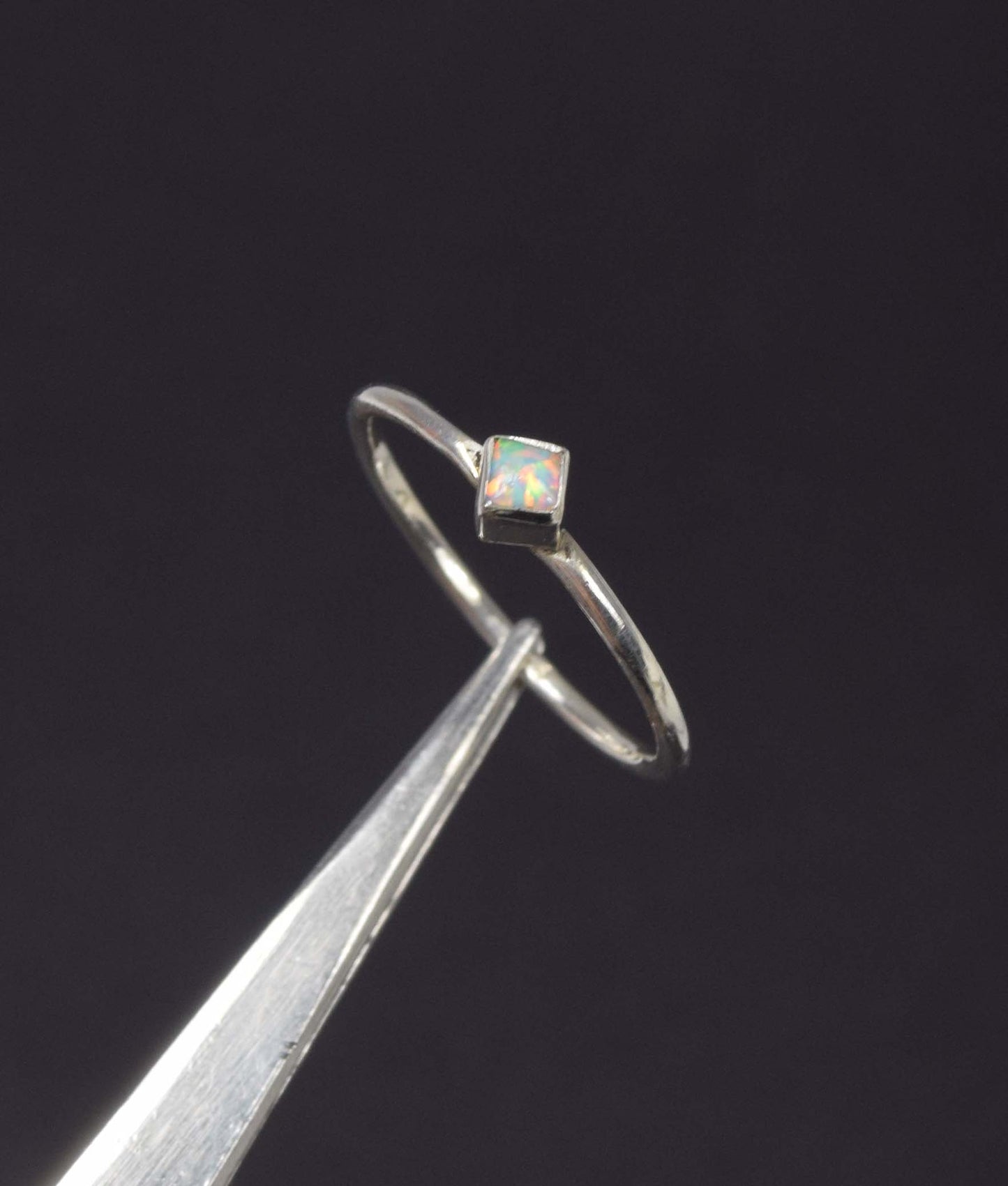925 Solid Sterling Silver Lab Ethiopian Opal Ring -9 us