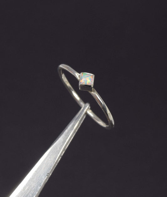 925 Solid Sterling Silver Lab Ethiopian Opal Ring -9 us