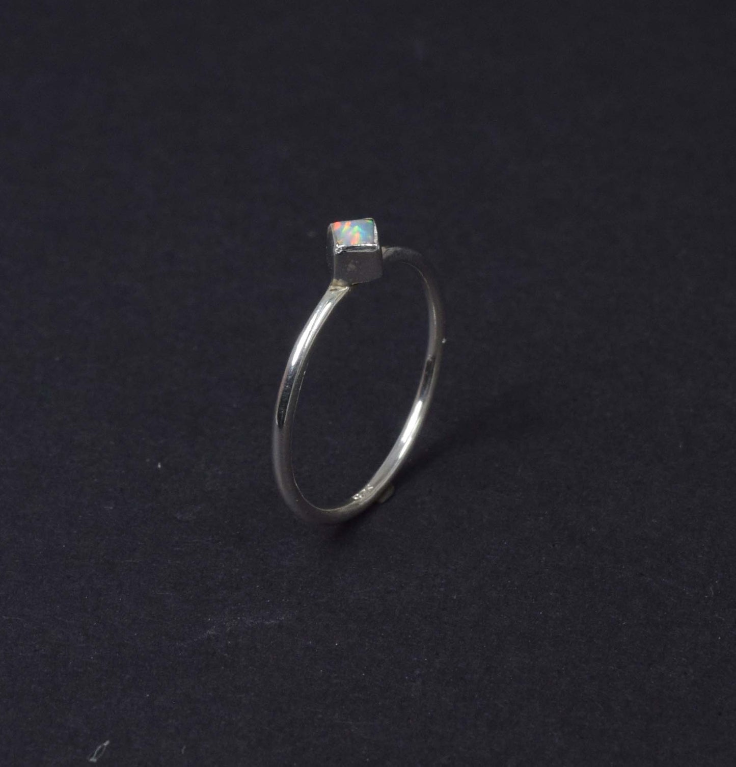 925 Solid Sterling Silver Lab Ethiopian Opal Ring -9 us