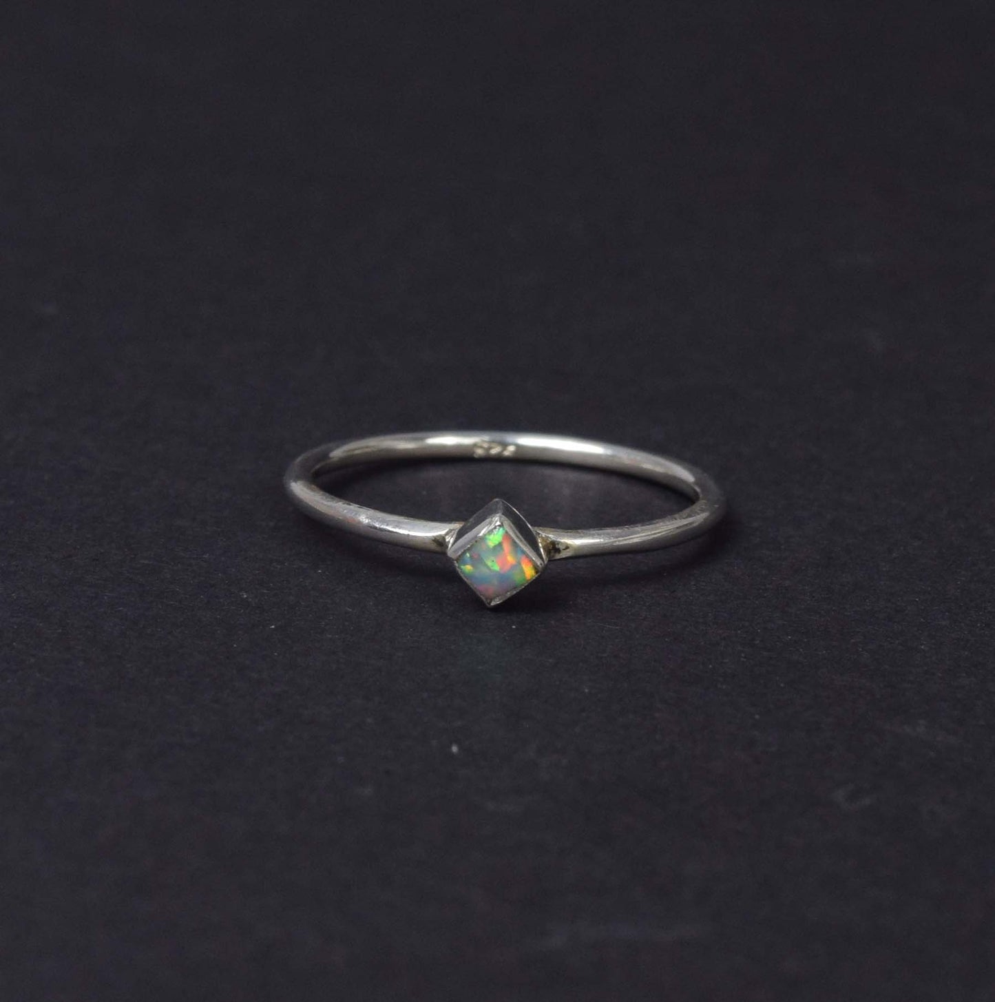 925 Solid Sterling Silver Lab Ethiopian Opal Ring -9 us