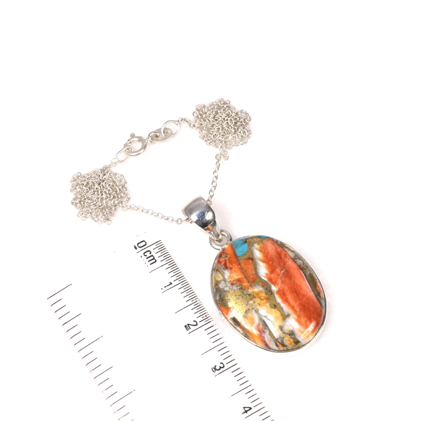925 Solid Sterling Silver Oyster Turquoise Chain Pendant-19.5 Inch