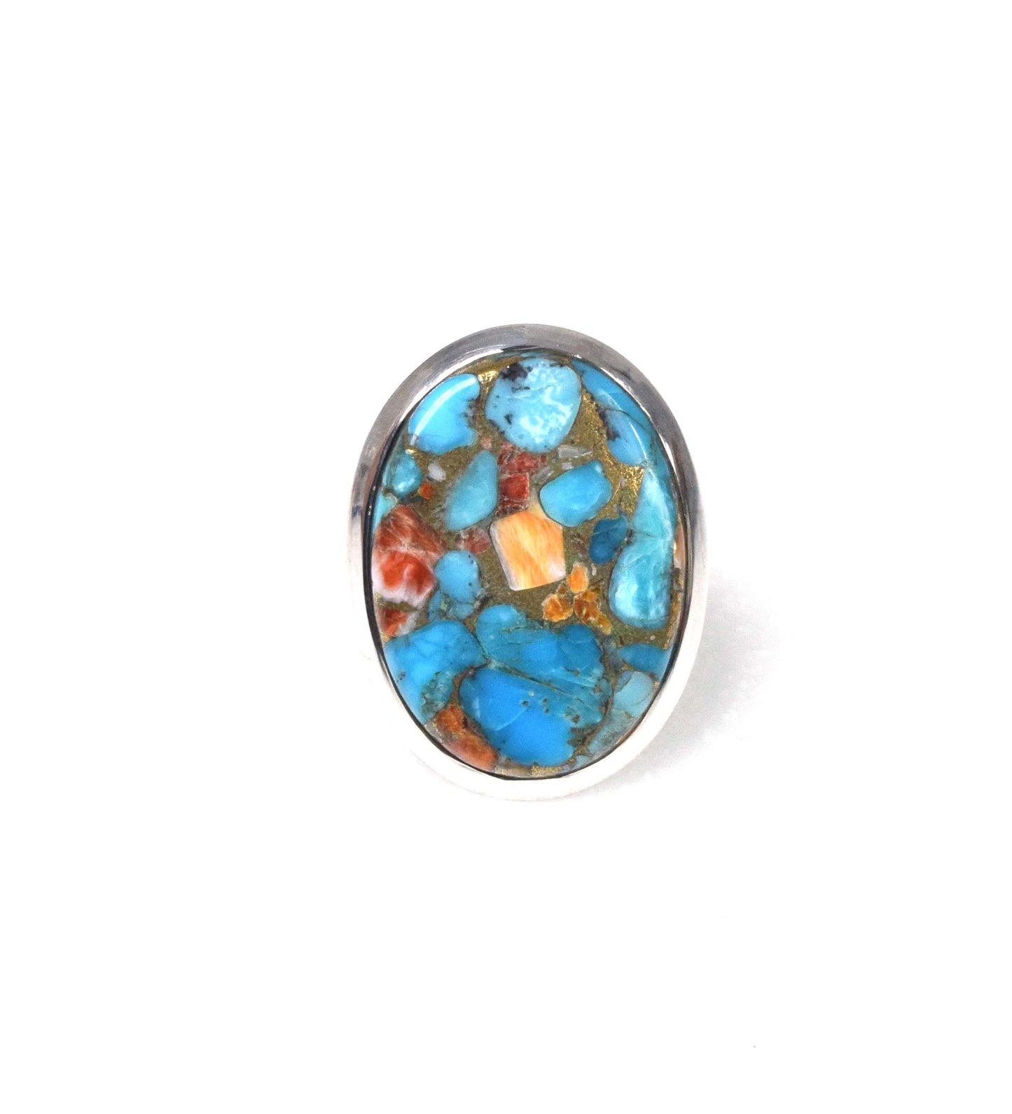 925 Solid Sterling Silver Oyster Turquoise Ring-7 US