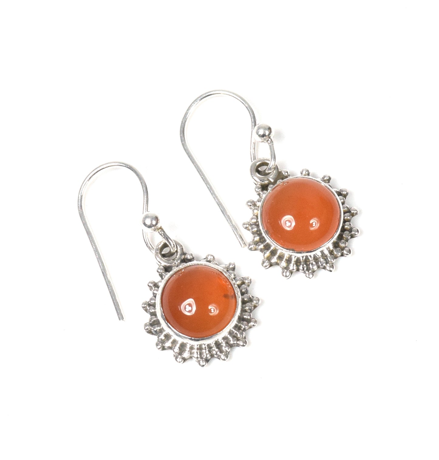 925 Solid Sterling Silver Sun Style Hook Earring - 3.5 Grams