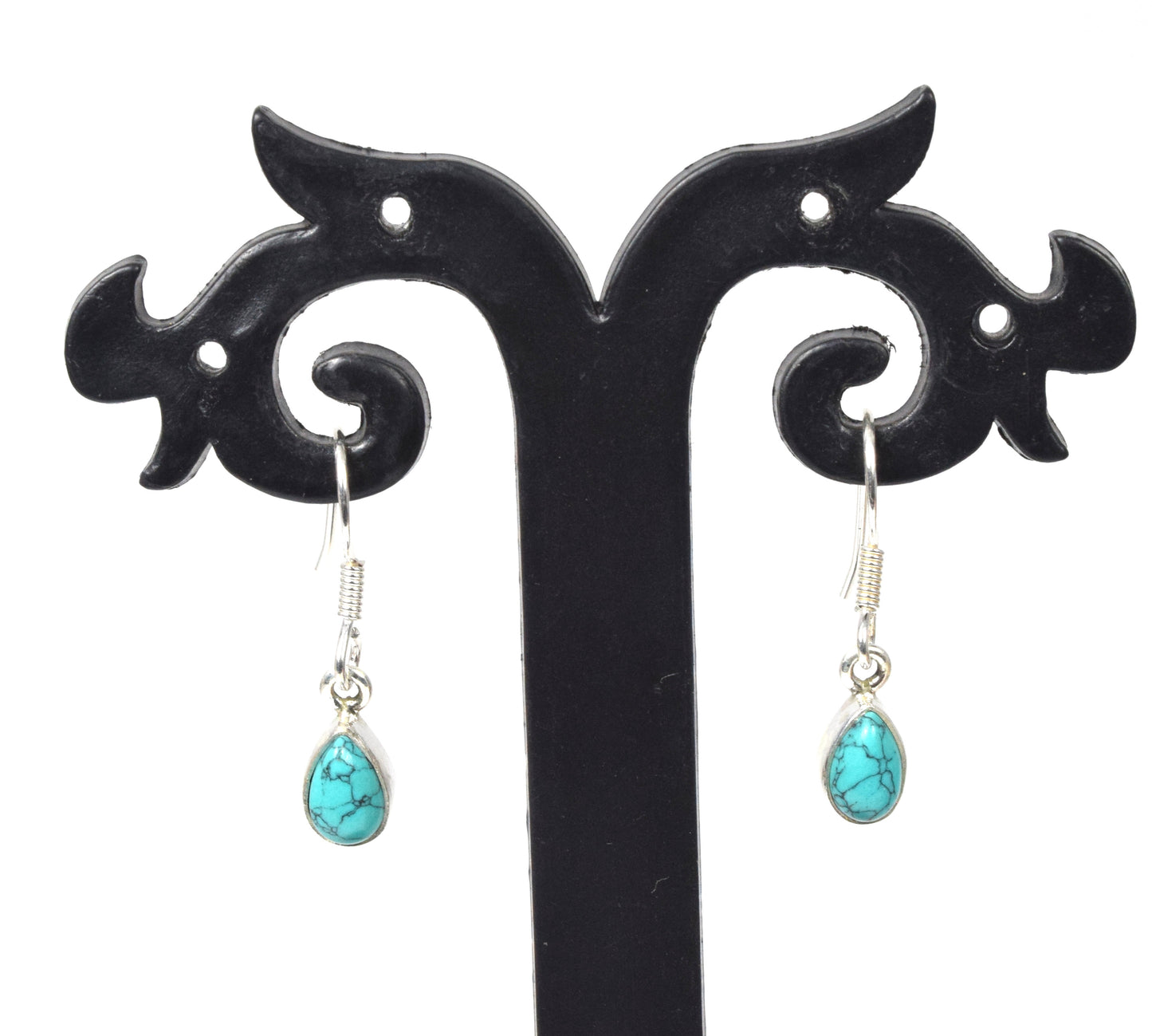 925 Solid Sterling Silver Blue Turquoise Hook Earring-1 Inch