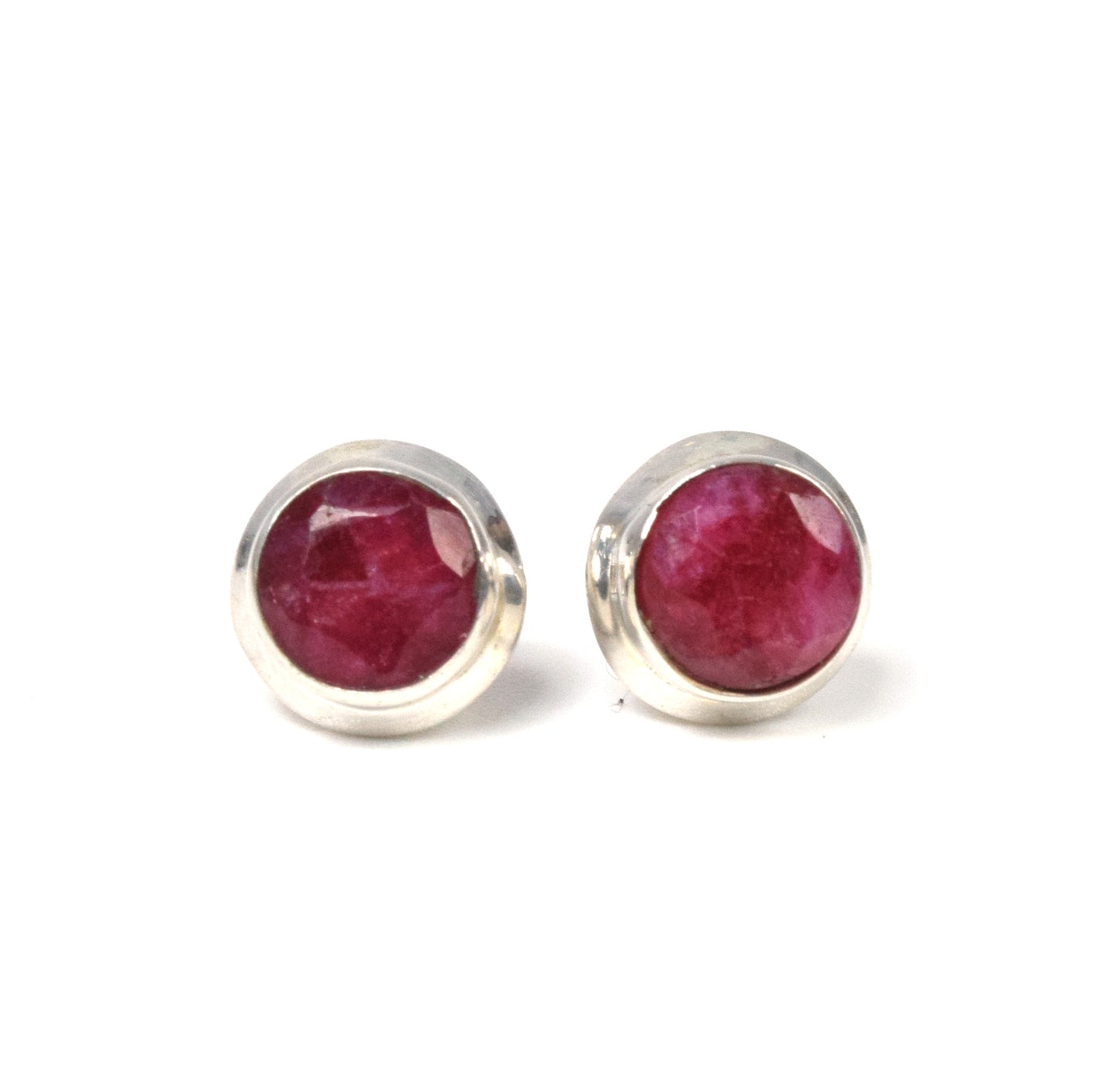 925 Solid Sterling Silver Simulated Ruby Stud Earring