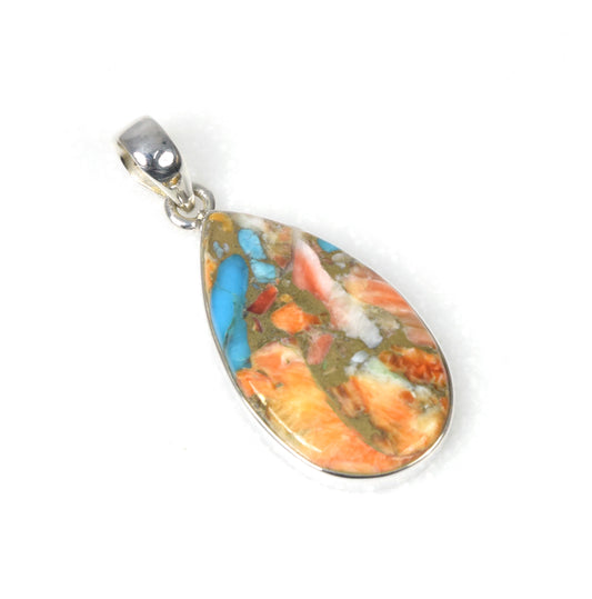 925 Solid Sterling Silver Oyster Turquoise Pendant-1.5 Inch
