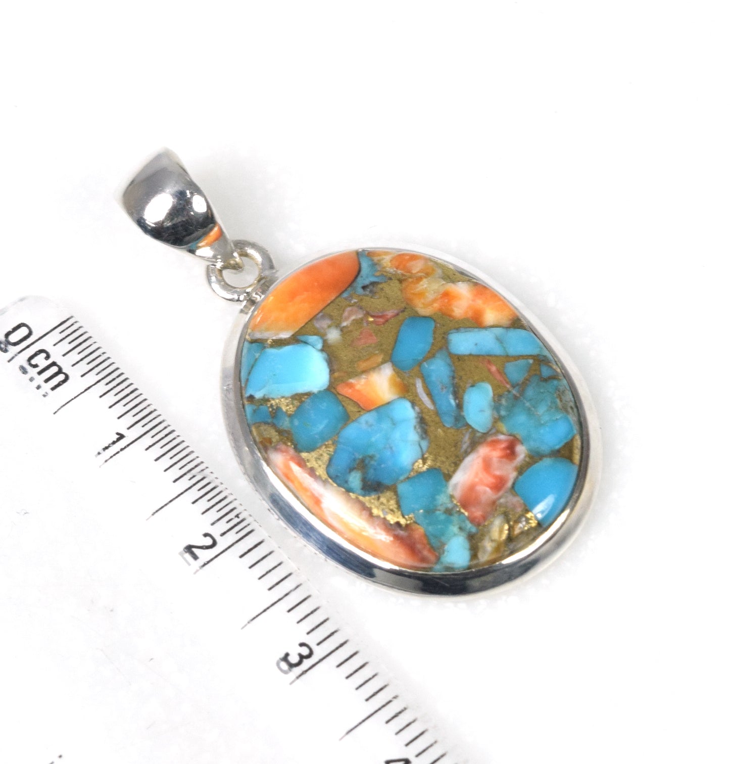 925 Solid Sterling Silver Oyster Turquoise Pendant-1.5 Inch