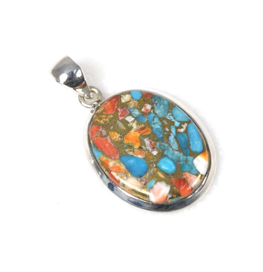 925 Solid Sterling Silver Oyster Turquoise Pendant-1.5 Inch
