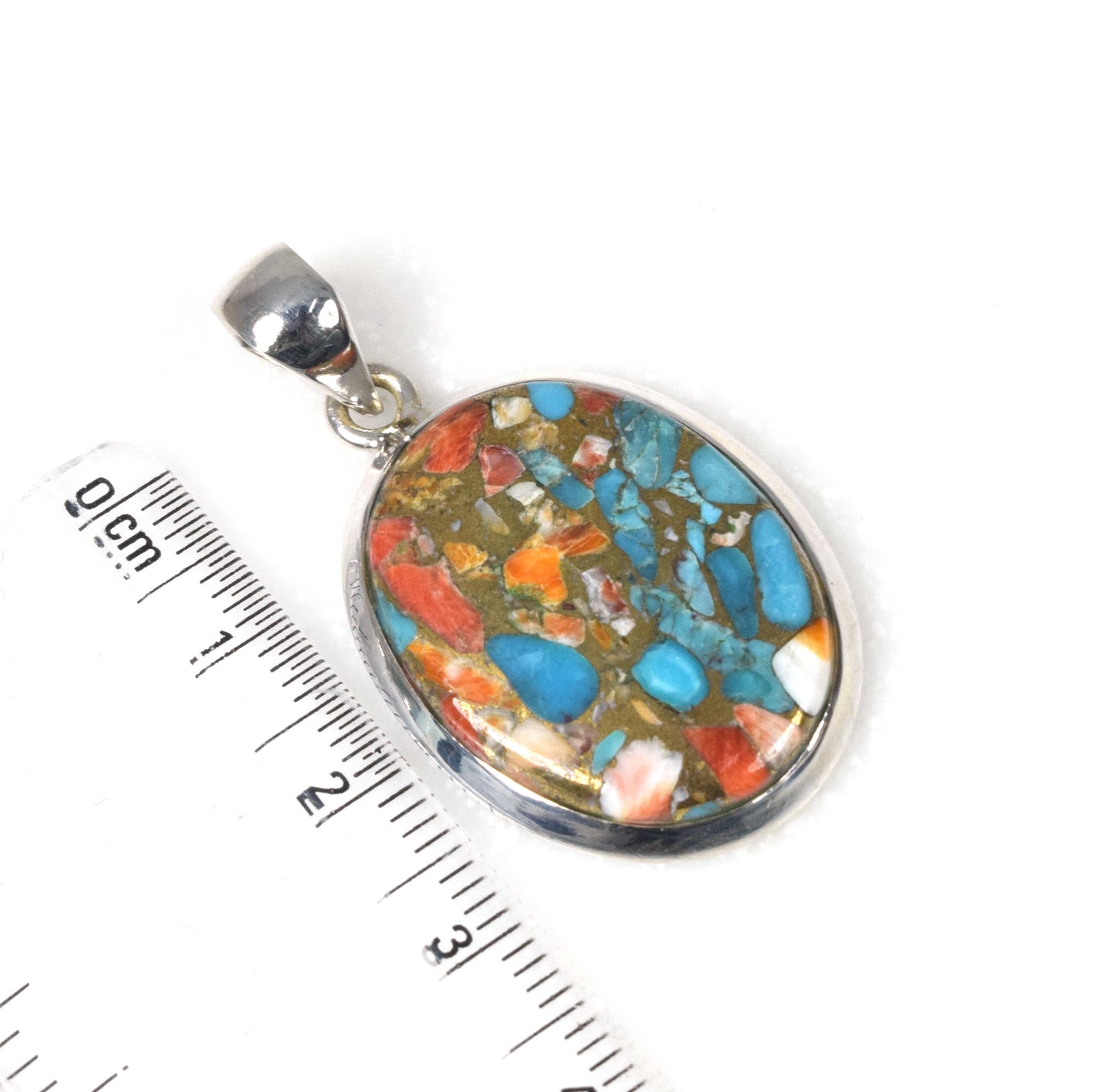 925 Solid Sterling Silver Oyster Turquoise Pendant-1.5 Inch