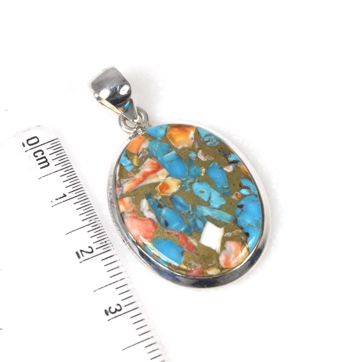 925 Solid Sterling Silver Oyster Turquoise Pendant-1.5 Inch
