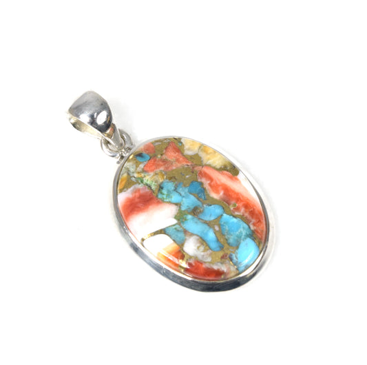 925 Solid Sterling Silver Oyster Turquoise Pendant-1.5 Inch