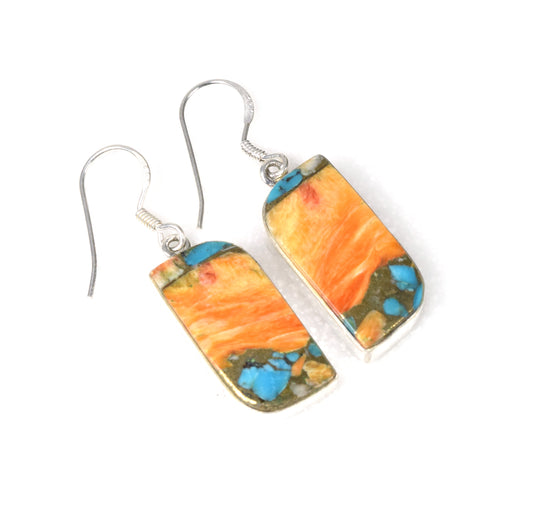 925 Solid Sterling Silver Oyster Turquoise Hook Earring-1.6 Inch