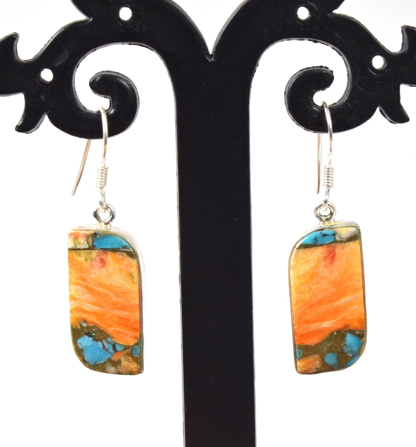 925 Solid Sterling Silver Oyster Turquoise Hook Earring-1.6 Inch