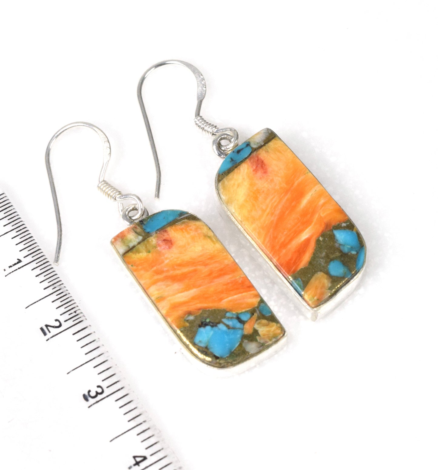 925 Solid Sterling Silver Oyster Turquoise Hook Earring-1.6 Inch