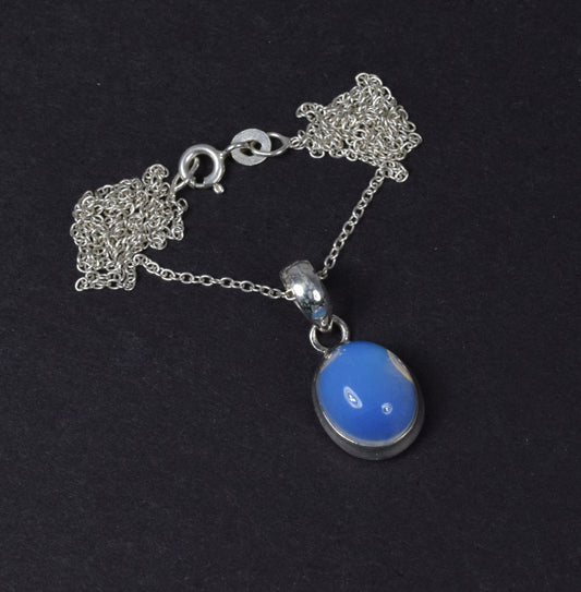 925 Solid Sterling Silver Milky Opalite Chain Pendant-18.8 Inch