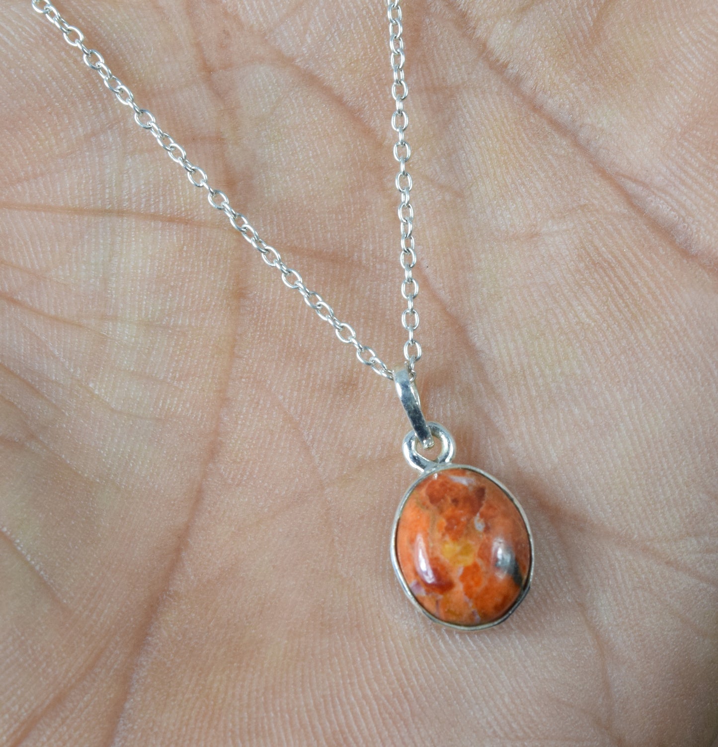 925 Solid Sterling Silver Oyster Turquoise Chain Pendant-18.6 Inch