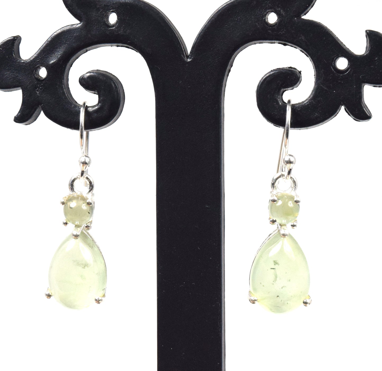 925 Solid Sterling Silver Two Stone Hook Earring - 5.5 Grams