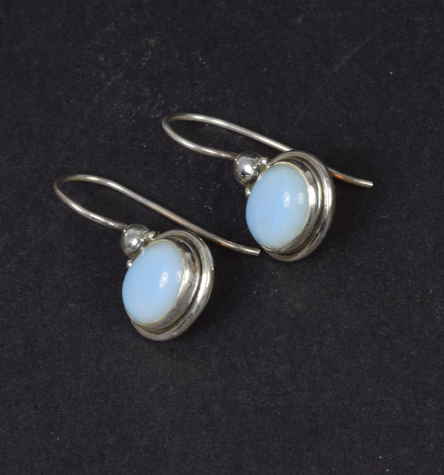 925 Solid Sterling Silver Milky Opalite Wire Hoop Earring - 1 Inch