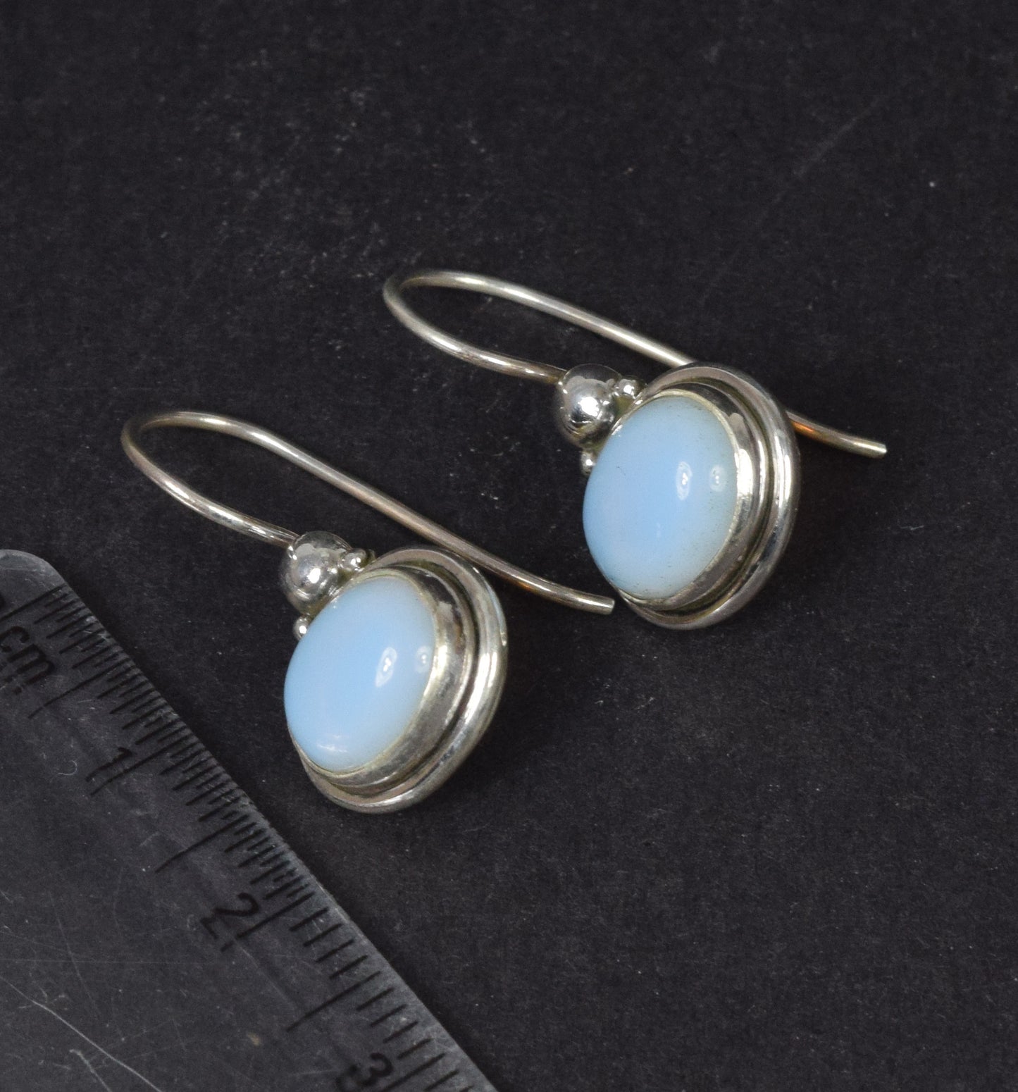 925 Solid Sterling Silver Milky Opalite Wire Hoop Earring - 1 Inch