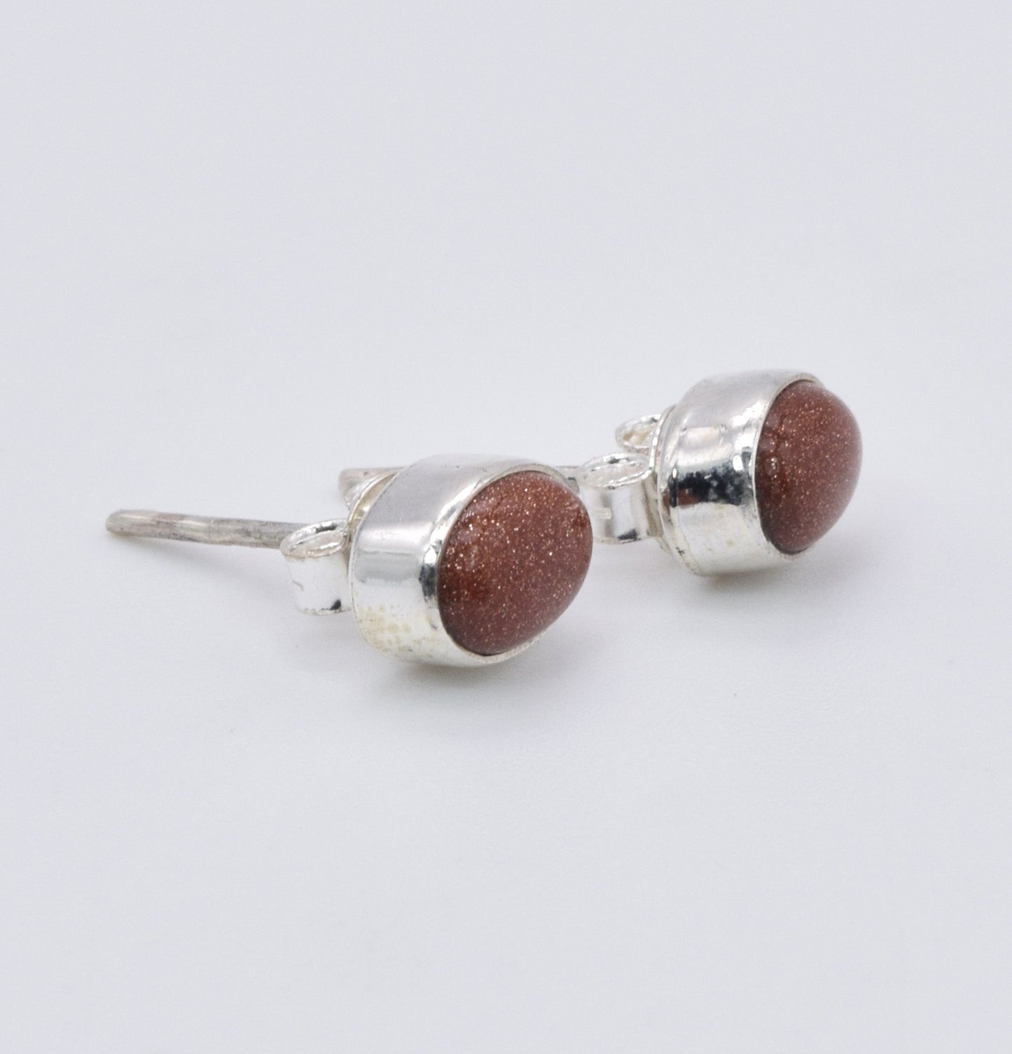 925 Solid Sterling Silver Blue Sunstone Stud Earring